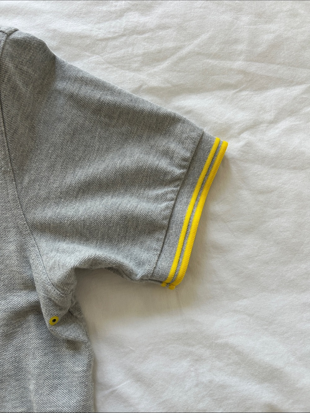 Fred Perry Grey Polo with Yellow Trim and Zip Pocket - Picture 3 of 3